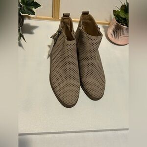 Time and Tru Taupe Perforated Ankle Boots